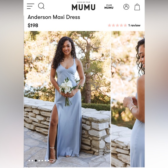 Show Me Your Mumu Dusty Blue Dress, New with Tags, Size Medium - Picture 2 of 5